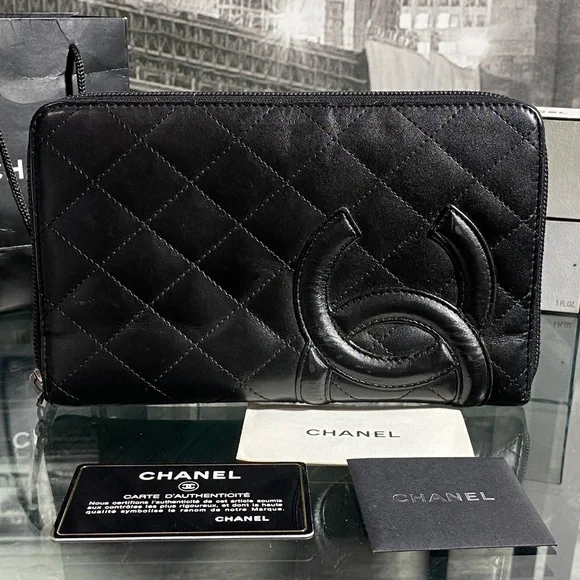Authentic CHANEL Lambskin Cambon Line Zippy Clutch Wallet - Picture 1 of 17